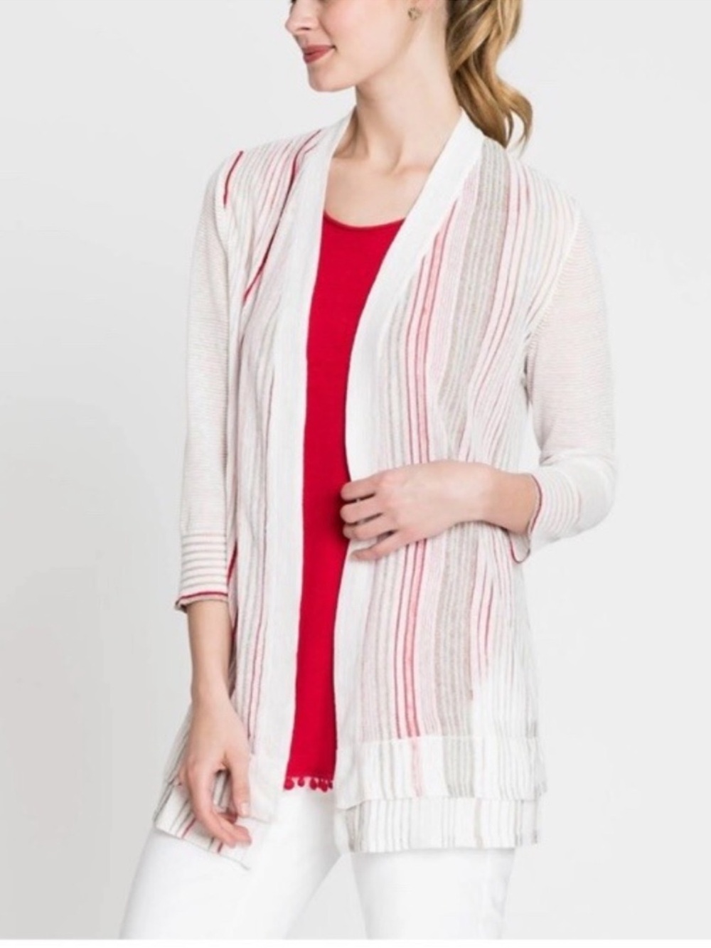 Nic + Zoe Festival Linen Open Cardigan Size Petite Medium